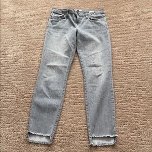 Joie Light Gray Raw Hem Midrise Ankle Skinny Jeans
